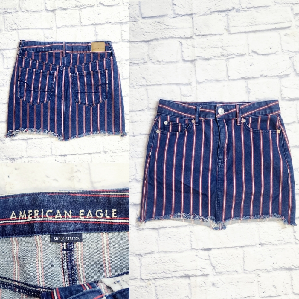 American eagle denim high rise mini skirt